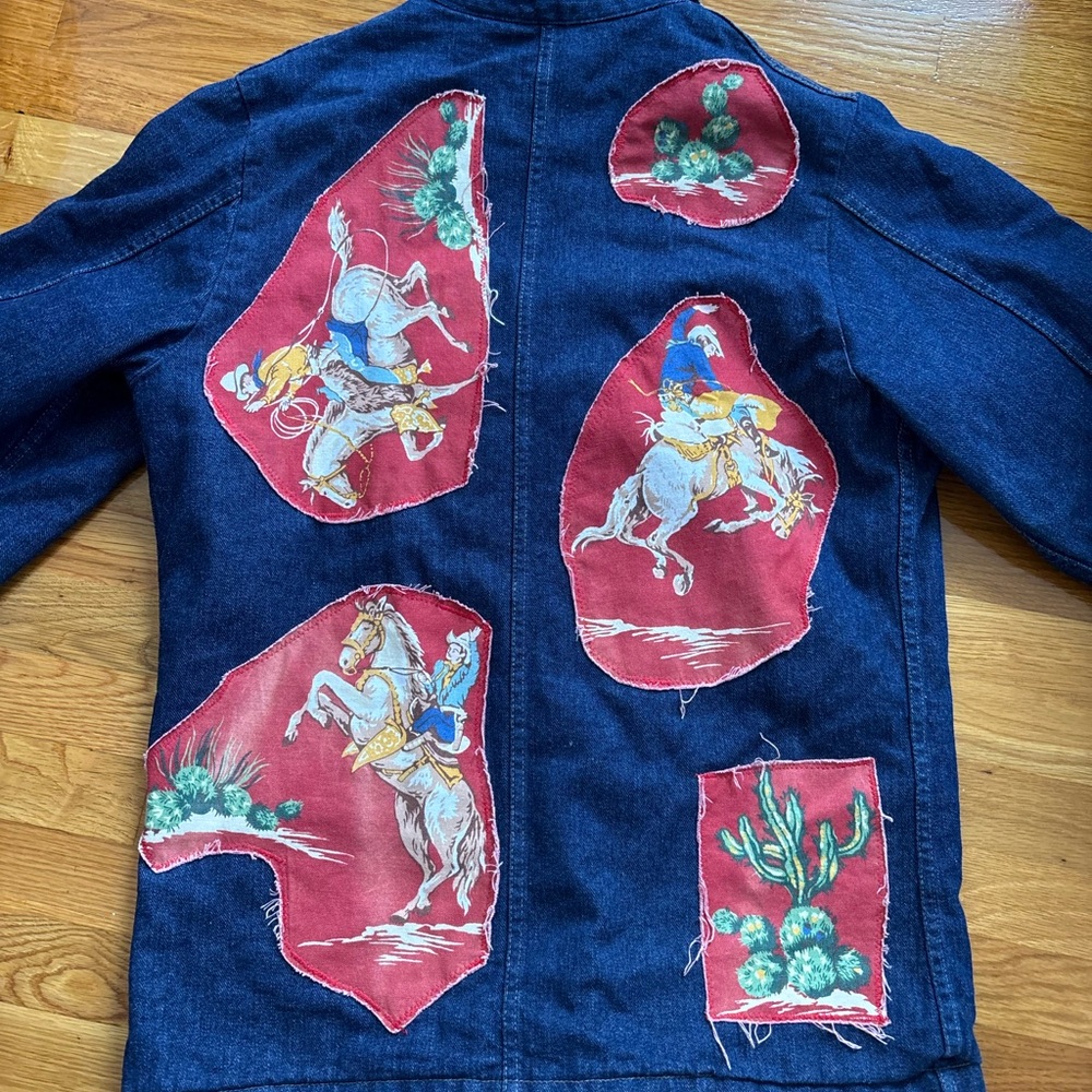Denim Chore Jacket With Custom Western Print (Fla… - image 2